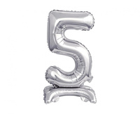 #BFC8 Balon foliowy B&C Cyfra stojąca 5, srebrna, 38 cm KK