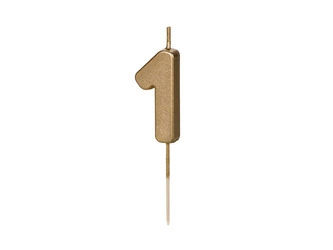 Świeczka urodzinowa Cyferka 1, 4.5 cm, złoty Party Deco
