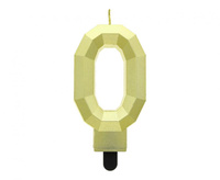 #SC21 Świeczka cyferka 0 - Diament, metalik złoty, 7.6 cm