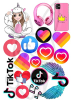 Wydruk jadalny opłatek na tort EMOTKI TIK TOK SERCA JEDNOROŻEC