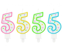 #SC9 Świeczka cyferka z kropeczkami 5, 7.5 cm