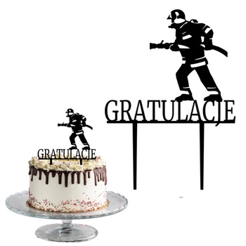 Topper na tort STRAŻAK STRAŻ POŻARNA GRATULACJE