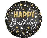 #BFK Balon foliowy 18" SHP - Black silver gold hbd