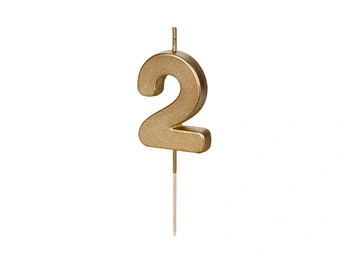 Świeczka urodzinowa Cyferka 2, 4.5 cm, złoty