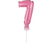 #BFC1 Balon foliowy 13 cm na patyczku "Cyfra 7", różowa KK