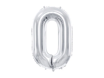 Balon foliowy Cyfra ''0'', 86cm, srebrny