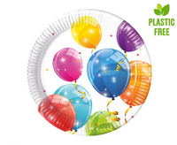 #ZTA Talerzyki pap. Sparkling Balloons, next generation, 20 cm, 8 szt. (plastic-free)